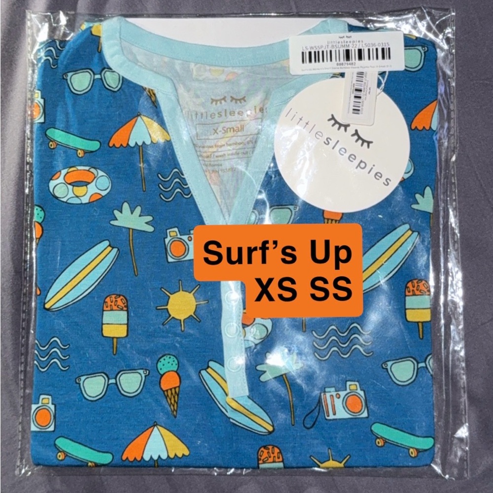 Little Sleepies X Small Bamboo Women’s Short Sleeve Shirt Surfs Up